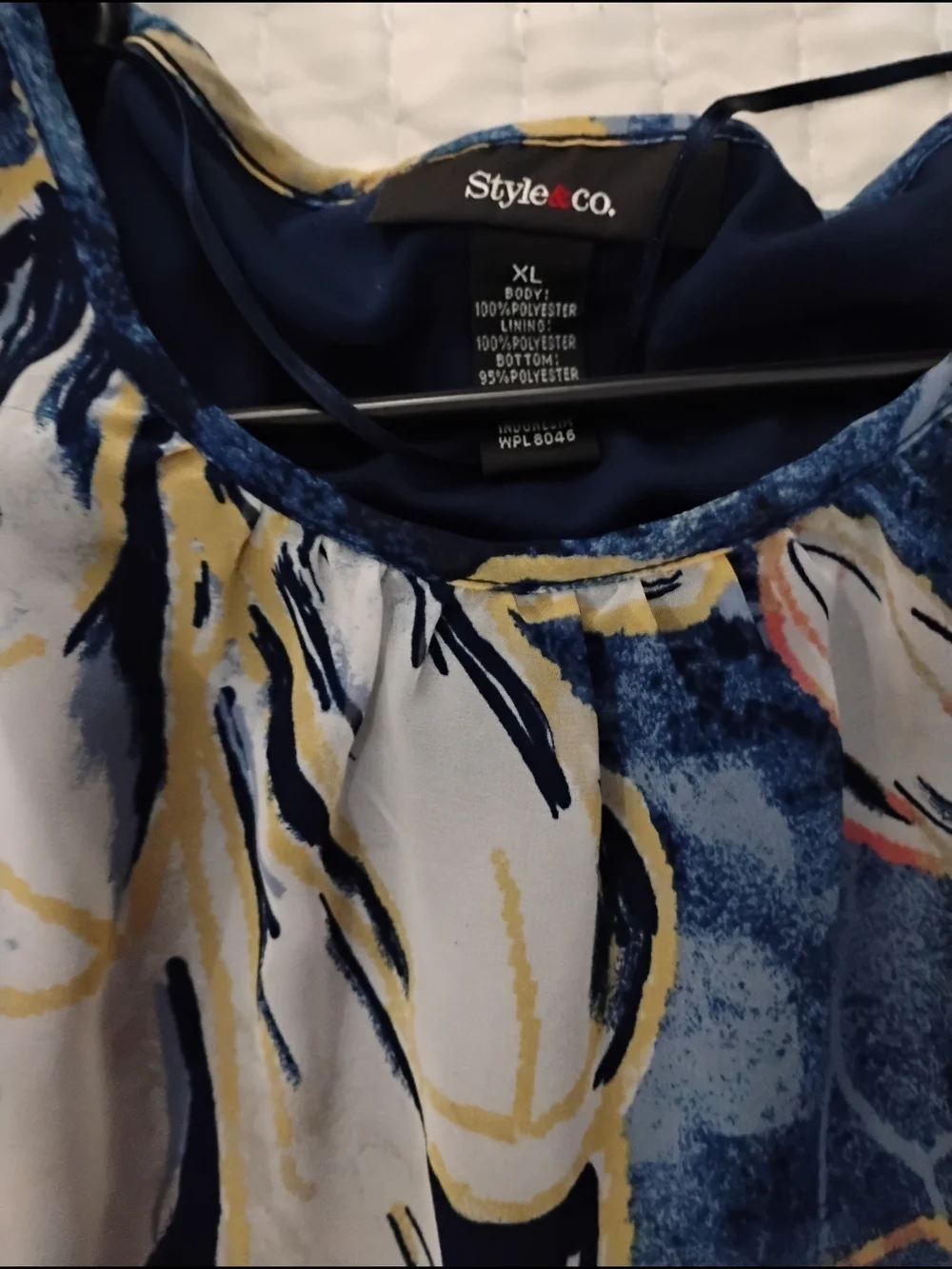 Style & Co. Navy Blue Floral Print Short Sleeve Blouse